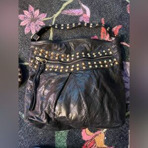 Treesje designer bag-  Studded Black Leather Shoulder Bag
